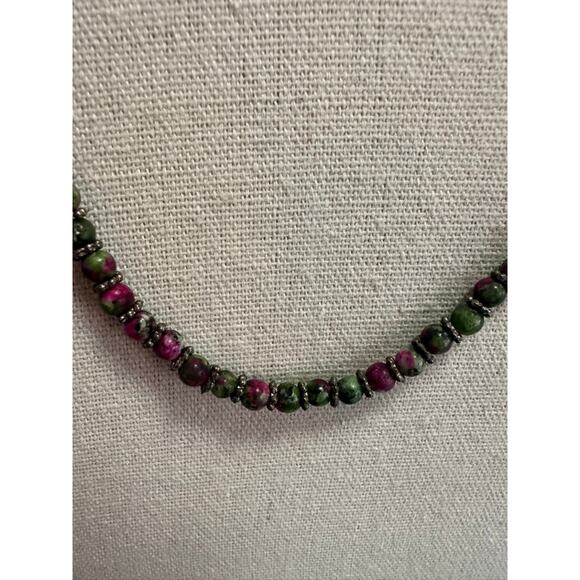 Artisan Natural Stone Beaded Necklace: Ruby in Zoisite & Heart Toggle - Picture 5 of 6